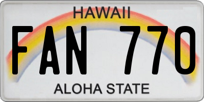 HI license plate FAN770
