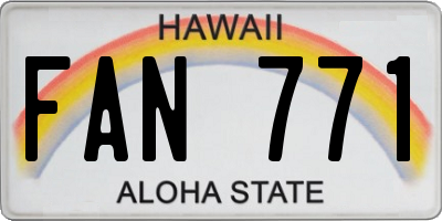 HI license plate FAN771