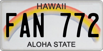 HI license plate FAN772