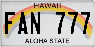 HI license plate FAN777