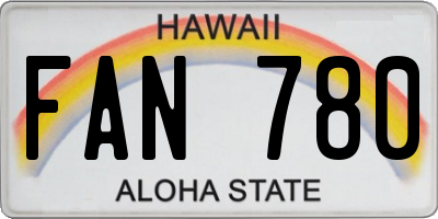 HI license plate FAN780