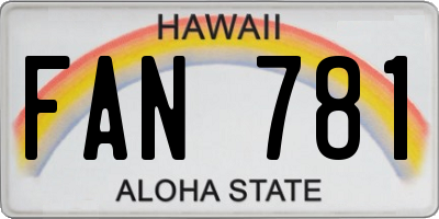 HI license plate FAN781