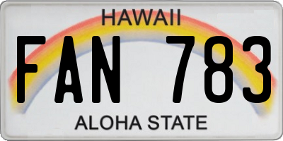 HI license plate FAN783