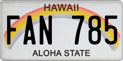 HI license plate FAN785