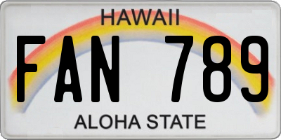 HI license plate FAN789