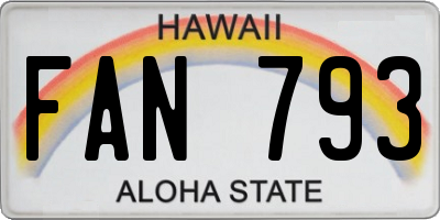 HI license plate FAN793