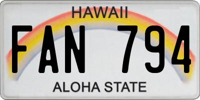 HI license plate FAN794