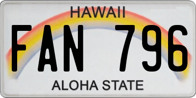 HI license plate FAN796