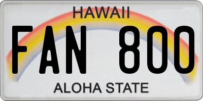 HI license plate FAN800