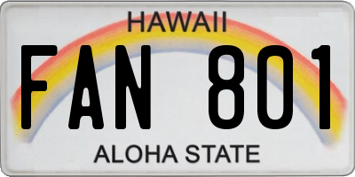 HI license plate FAN801
