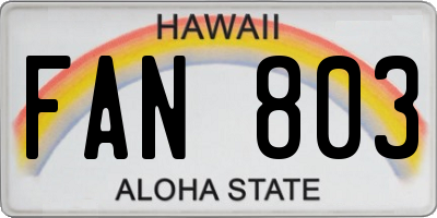 HI license plate FAN803
