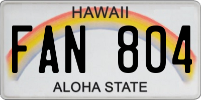 HI license plate FAN804