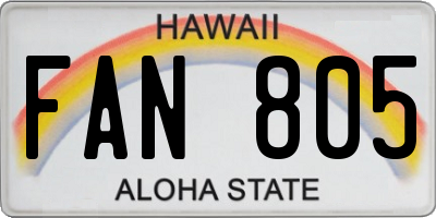 HI license plate FAN805