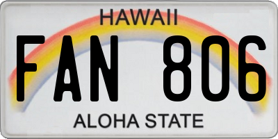 HI license plate FAN806
