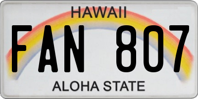 HI license plate FAN807