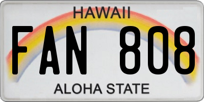 HI license plate FAN808