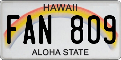 HI license plate FAN809
