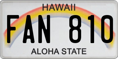 HI license plate FAN810