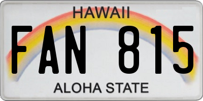 HI license plate FAN815