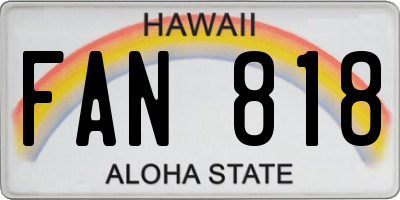 HI license plate FAN818