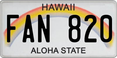 HI license plate FAN820