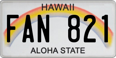 HI license plate FAN821