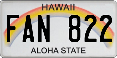 HI license plate FAN822