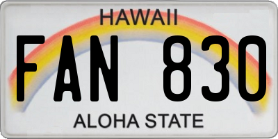 HI license plate FAN830