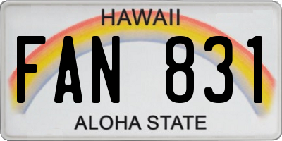 HI license plate FAN831