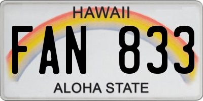 HI license plate FAN833