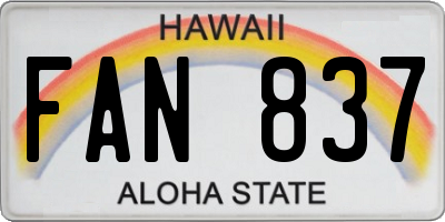 HI license plate FAN837