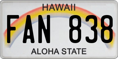 HI license plate FAN838