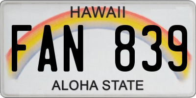 HI license plate FAN839