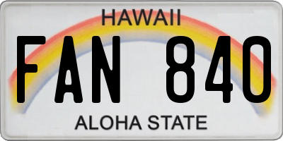 HI license plate FAN840