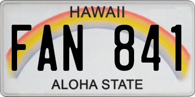 HI license plate FAN841