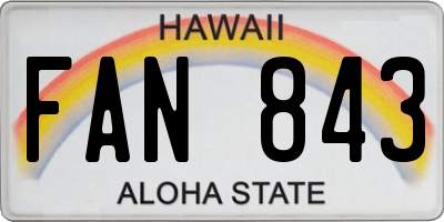 HI license plate FAN843