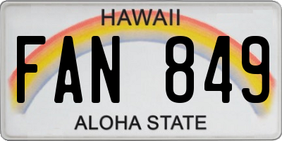 HI license plate FAN849