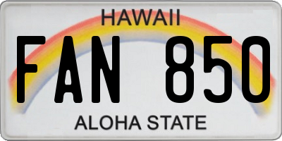 HI license plate FAN850