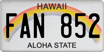 HI license plate FAN852