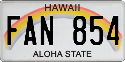 HI license plate FAN854