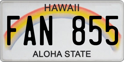 HI license plate FAN855
