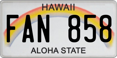 HI license plate FAN858