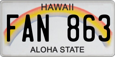 HI license plate FAN863