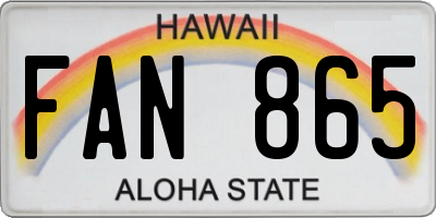 HI license plate FAN865