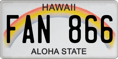 HI license plate FAN866