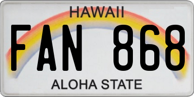 HI license plate FAN868