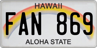 HI license plate FAN869