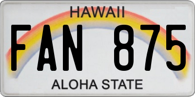 HI license plate FAN875