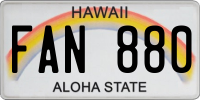 HI license plate FAN880
