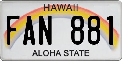 HI license plate FAN881